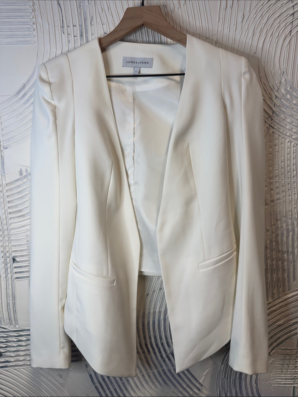 James Jeans Cream Open-Front Tailored Blazer Jacket N0418